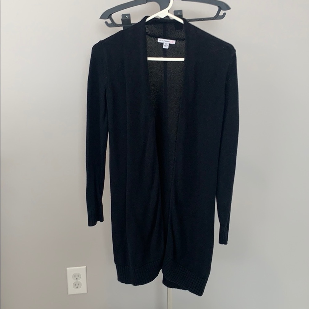 Isaac Mizrahi Long Black Cardigan Sweater, XXS